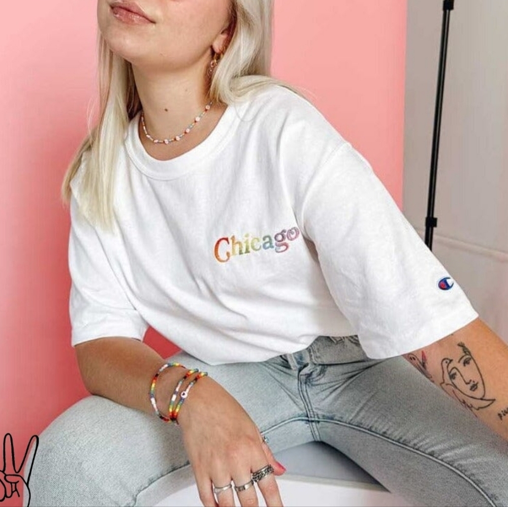 Alice & Wonder Embroidered Chicago Pride Tee